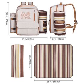 Picnic Backpack, Beach Picnic Backpack Bag for 4 Person with Insulated Cooler Compartment, Detachable Bottle/Wine Holder, Lightweight Blanket