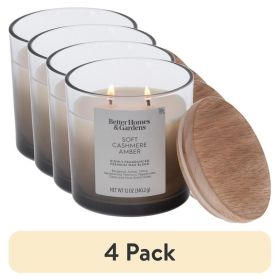 (4 pack)and Soft Cashmere and Amber Scented 2-Wick Ombre Jar Candle 12oz.