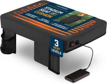 Alpcour Portable Heated Extra Thick Stadium Seat Cushion - 21x 15 Inch Bleacher Cushion with Side Pocket