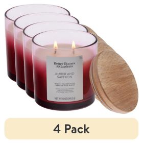 (4 pack)and Amber and Saffron Scented 2-Wick Ombre Jar Candle 12oz.
