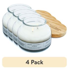 (4 pack)Warm Leather Amber Scented 18oz Ombre 2-Wick Bell Jar Candle