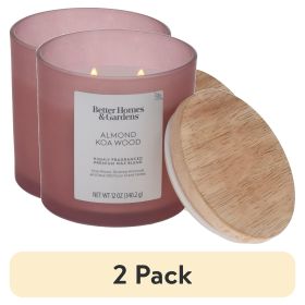 (2 pack) Almond Koa Wood Scented 2-Wick Frosted Jar Candle 12oz.