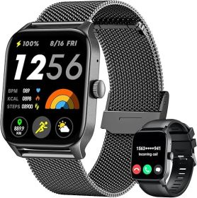 Smart Watches for Women Android iOS Phones: Black Smartwatch for Women 1.83" Touchscreen with Answer/Make Call Waterproof Heart Rate Blood Pressure Sl