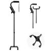Quad Walking Cane, 10-Level Height Adjustable Walking Stick with 4-Pronged Stable Base