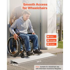 Door Threshold Ramp, 1 inch Rise, Aluminum Alloy Threshold Ramp Rated 800 lbs Load Capacity, Handicap Ramps for Home Steps for Wheelchair, Scooters