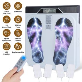 1Pc Rechargeable EMS Foot Massager for Neuropathy TENS Stimulator With 10Modes 50Intensities Remote Control For Muscle Relaxation Cramps Circulation G