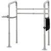 Stand Alone Toilet Safety Frame, Toilet Rails with Adjustable Height Width, 300lb Grab Bar with Suction Cups, Storage, Padded Handles for Elderly