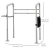 Stand Alone Toilet Safety Frame, Toilet Rails with Adjustable Height Width, 300lb Grab Bar with Suction Cups, Storage, Padded Handles for Elderly