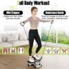 Mini Full Body Stepper - Resistance Bands Included, Adjustable Intensity, LCD Tracker (White)