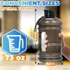 2.2L Water Bottle 75oz Half Gallon Capacity Leakproof BPA Free Odorless Material Solid Jug Daily Hydration Gym Fitness Athletic Gear Sports Water Bott