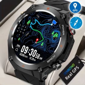 SENBONO GPS Smart Watch Men 1.45'' HD Screen Built-In GPS Altimeter Barometer Compass AI Voice Compatible With Android & IPhone (Option: 1PC)