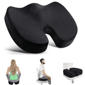 Travel Seat Cushion Memory Foam U-Shaped Pillow for Chair Cushion Pad Car Office Hip Support Massage Orthopedic Pillow (Color: Black)