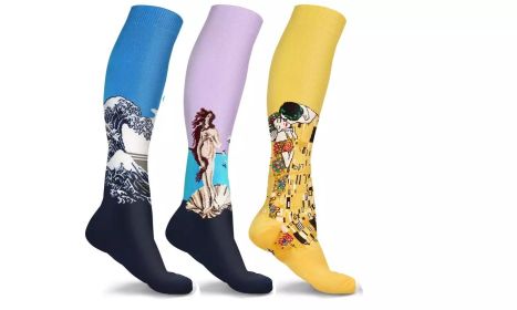 Famous Art Paintings Compression Socks (3- or 6-Pairs) (Style: FR385-6PK, size: FR385-SM)