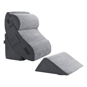 VEVOR Wedge Pillow for Sleeping, 4 Pcs Adjustable Orthopedic Bed Wedge Set, Support Leg Neck Shoulder, Post Surgery Pillow for Back Pain, Acid Reflux (Bed Back Pillowcase Material: Velvet Fabric, Bed Back Set Quantity: 4-Piece Set)