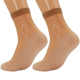 3 Pairs Women's Anti-Slip Sheer Ankle Socks with Cotton Sole and (Color: Beige, size: One Size)