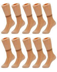 10 Pairs Anti Slip Sheer Ankle Socks for Women with Cotton Sole Silk Thin Nylon Ankle Socks (Color: Beige (Skin))
