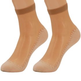 Anti Slip Sheer Ankle Socks for Women with Cotton Sole Silk Thin Nylon Ankle Socks 20 Pairs (Color: Beige (Skin))