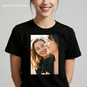 Personalized Photo T-Shirt Custom Design 230g Cotton Short Sleeve Photo Upload Wedding Men & Women All Sizes - (Must upload the image) (size: 5XL)